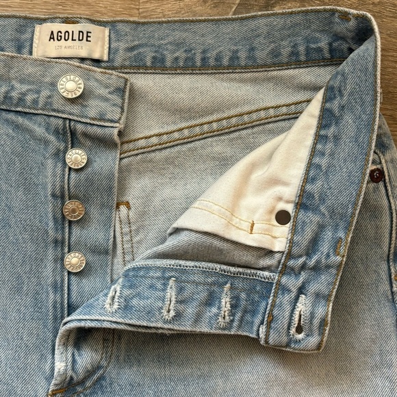 AGOLDE Riley High Rise Straight Crop Destroyed Jeans Size 29 - Picture 12 of 15